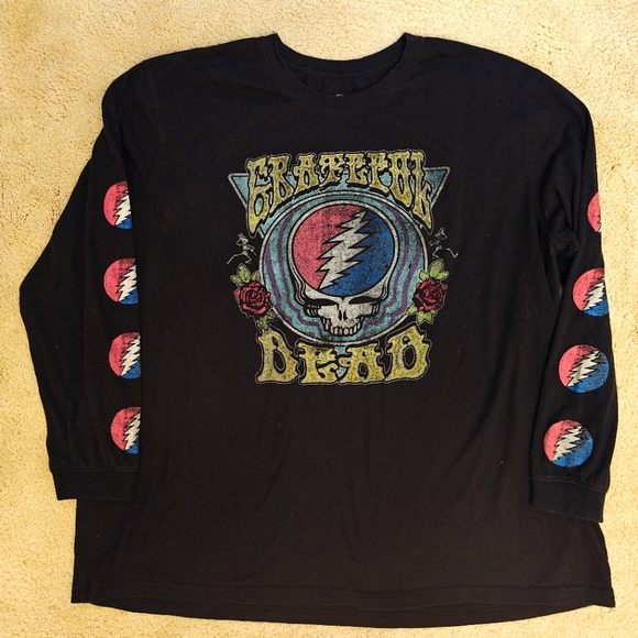 Grateful Dead Long Sleeve Graphic T-shirt w Multi-Color Sleeve Hits. - Picture 1 of 13